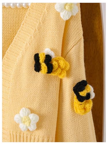 Verdusa Girl's Cute 3D Floral Cartoon Cardigan Sweaters Open Front Knit Outerwear4