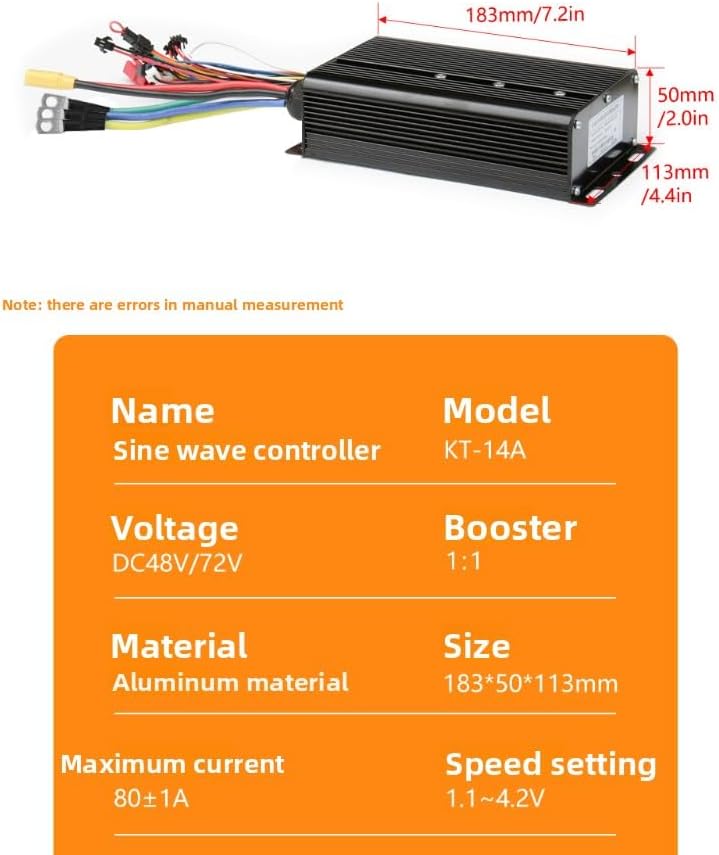 48-72V 80A Electric Bike Controller Three Mode 18 Tube Sine Wave Electric Bicycle Controller with XT90, Aluminum Alloy 3000W 5000W E-Bike Control System for Lithium Battery Modification Accessories