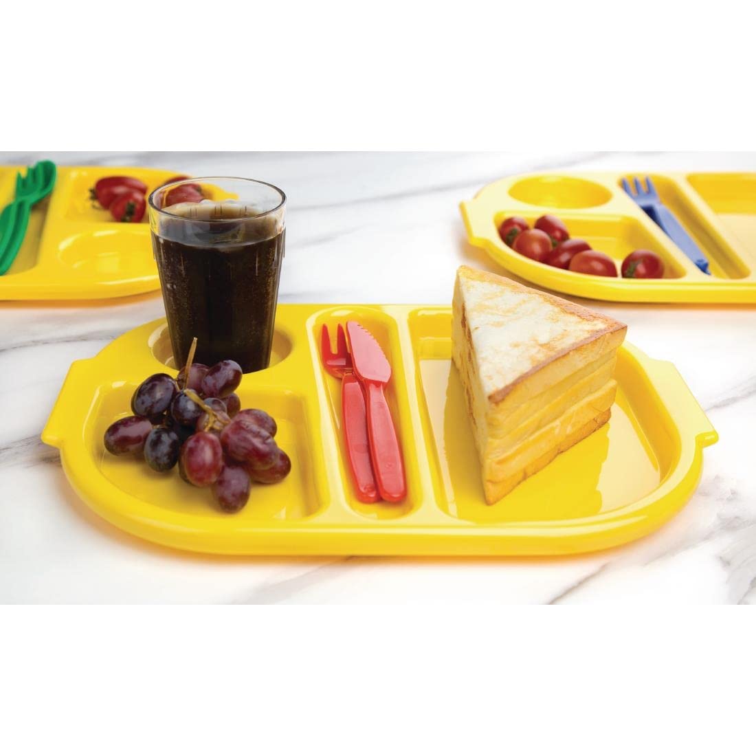 Olympia Kristallon Petit plateau repas compartiments jaune (lot de 10), 322 (L) x 236 (P) mm, passe au lave-vaisselle, usage professionnel et domestique, DL127