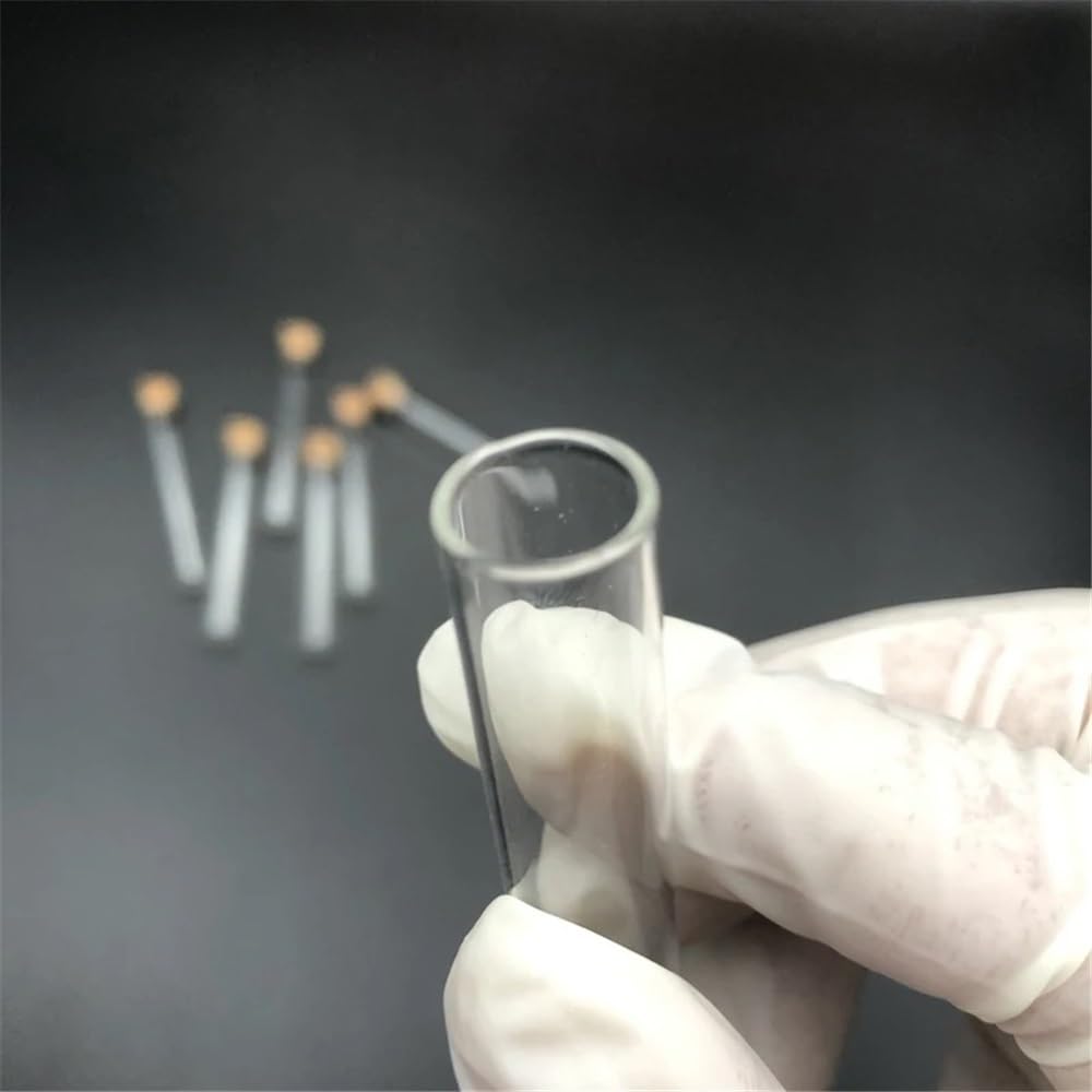 Laborausstattung und -bedarf 50 teile/paket 12x100mm Flachen Boden Transparent Glas Reagenzglas Mit Korken for Labor Experiment