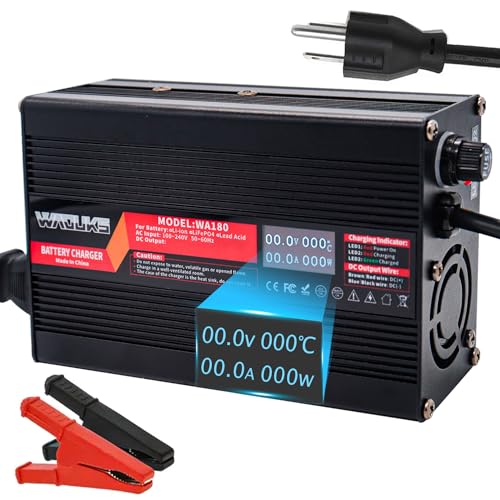 29.2V 5A LiFePO4 Battery Charger Used for 8S 24V LiFePO4 Battery with OLED Display Output Alligator Clip Connector