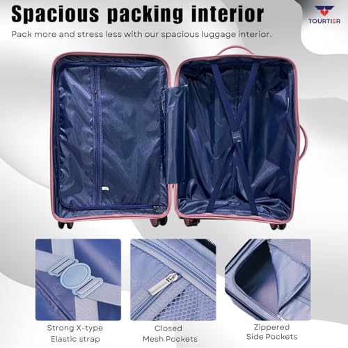 Image of 28-Inch Hard-Shell Luggage Suitcase | Lightweight 3.7 kg | 360 Spinner Wheels | 2-Way Zipper | Multi-Functional Lock | Business & Family Travel Trolley Bag (1, BPINK-24INCH)
