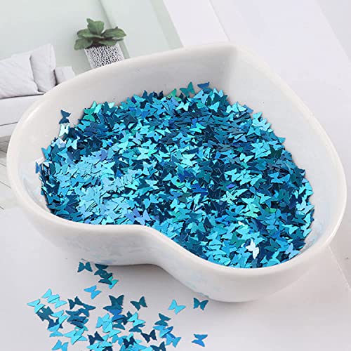1Pcs Laser Shiny Diamond Round Ultrathin Sequins Nail Art Glitter Tips Uv Gel 3D Butterfly Sequins Laser Magic Silver Butterfly Sequins Nail Decoratio (Blue) #TOP2