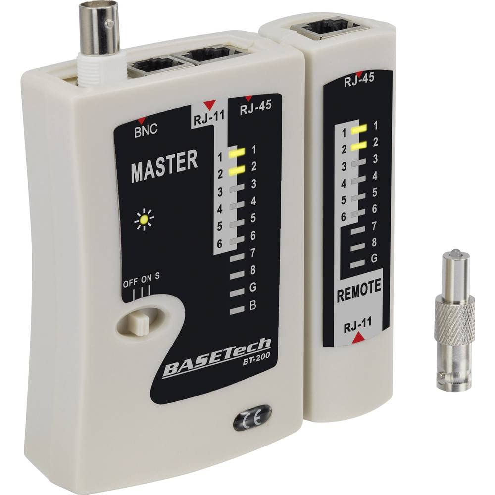 Testeur de câbles BT-200 Basetech BT-200 Convient pour RJ-45, RJ-11, BNC