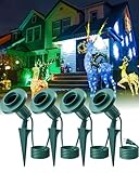 SURAIELEC 4-Socket Flood Light Holder, Outdoor Spotlight with Evenly Spaced 4 Sockets (NOT 4 Individual Lights), Waterproof Stake Light for Yard, Holiday Decoration, Fit PAR38 Bulbs, 24 FT, ETL Listed