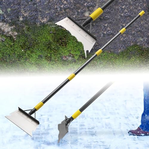 Reinigungsschaufel mit Stiel 165 cm, Unkraut Entferner Gerät Unkrautschaber, Multifunktionale Flache Gartenschaufel, Moosentferner zum Jäten, Kratzen, EIS Entfernen