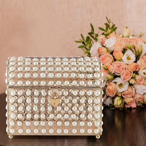 MOLIGOU Wedding Card Box with Lock, Elegant Wedding Money Box Holder, Envelope Card Holder for Party - Thumbnail 6