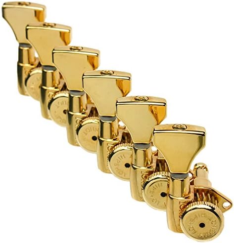 Hipshot Open-gear Grip-Lock Non-Staggered Guitar Tuners, 6-in-line Gold, with UMP Universal Mounting Kit