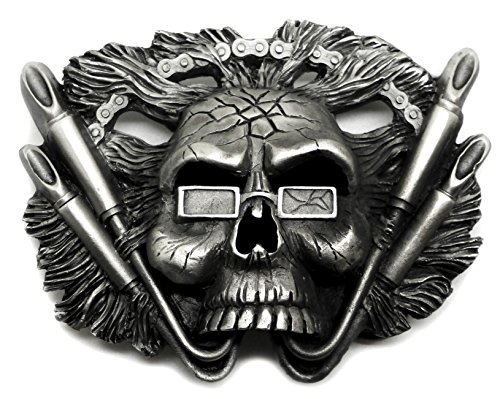 Biker Belt Buckle Skull & Loud Pipes Speed Freak Design Authentic Ultimate Buckles