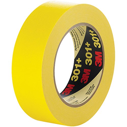 Image of Boxes Fast 301+ Masking Tape, 6.3 Mil, 1 1 /2' x 60 yds, Yellow, 12 /Case, 3M Stock# 7000124890