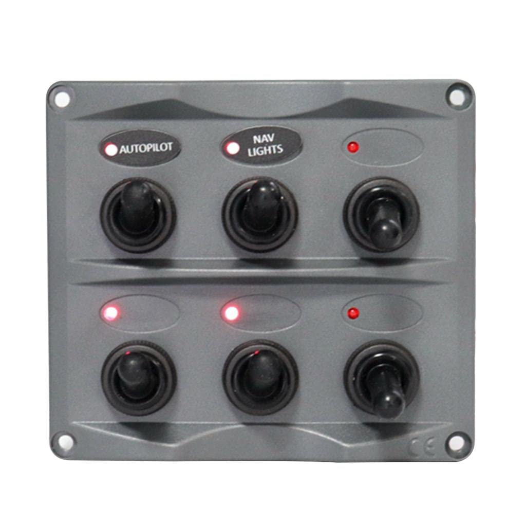JAZZY PEARLS Marine Toggle Switch Black Panel Electric 6 Gang LED ON-OFF for Boat RV ATV-image-43