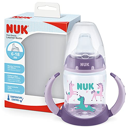NUK First Choice+ - Botella para aprender a beber (6 – 18 meses, 150 ml, indicador de control...