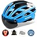 Casco bicicleta/Casco Bicic con luz,Certificado CE, casco bicicleta adulto con Visera Magnética Desmontable Gafas de Protección Super Light Casco Integral de Bicicleta Skateboarding Ski & Snowboard