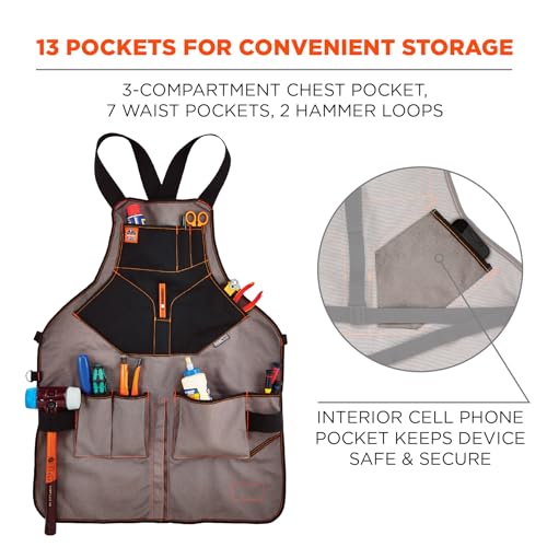 Image of Ergodyne - 13696 Arsenal 5705 Full Length Tool Work Apron, 13-Pockets, Gray