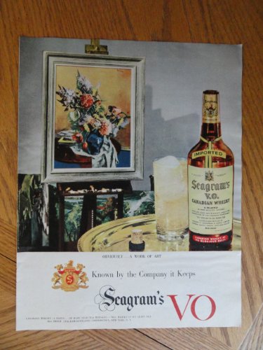 Seagram's V.O. Canadian Whisky, Vintage 50's full page print ad. Color Illustration (obviously...a work of art)Original vintage 1950 Collier's Magazine Print Art.