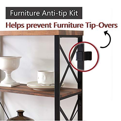 O&K Furniture 80.7” Double Wide 6-Shelf Bookcase, Industrial Large Open Metal Bookcases Furniture, Etagere Bookshelf for Home & Office, Vintage Brown
