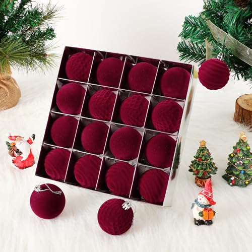 La Mejor Recopilación de Esferas los mejores 10. 49 BYHANG 16 Piezas Esferas Navideñas de Terciopelo de 6 cm, Bolas de Navidad Decorativas Aterciopelada, Adornos para Árbol de Navidad, para Fiesta Navideña y Decoración del...