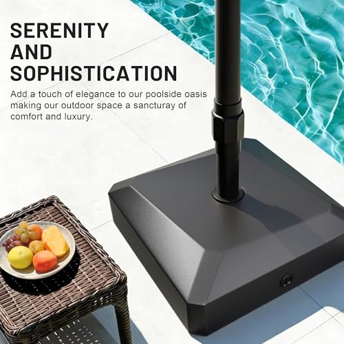 Image of AreShark Wheeled Patio Umbrella Stand, Mobile Outdoor Umbrella Base | Holds 6-10FT Umbrellas. Fill With Water /Sand. Rust-Resistant Steel Base. Easy Setup. Ideal For Patio, Deck, Pool