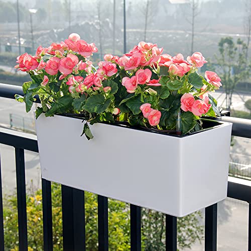 Fasmov 2 Pack Rectangle Self Watering Planter With Water Level Indicator, Window Gardening Box, Decorative Planter Pot For All House Plants Flowers Herbs, Modern Decorative Planter Pot, 16X 5.5 Inch #TOP7