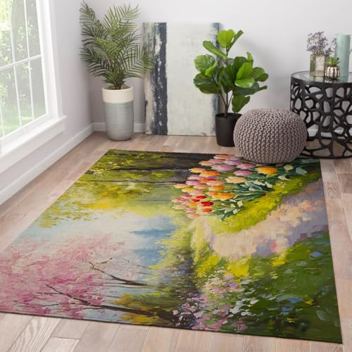 Moquette à poil bas tulipes colorées tapis esthétique rectangulaire