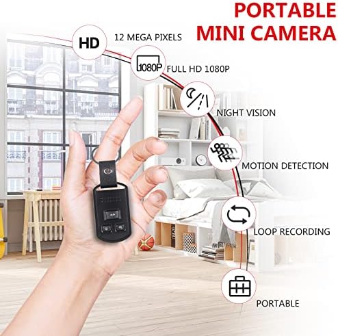 sakalaka Mini Car Key Spy Camera, 1080P HD Portable Hidden Camera Small Body Camera, Mini Video Recorder with Night Vision and Motion Detection, Small Pocket Security Camera for Indoor/Outdoor