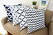 Blue and White Howarmer Square Cotton Canvas Decorative Throw Pillows Cover Set of 4 Accent Pattern - Navy Blue Quatrefoil, Navy Blue Arrow, Chevron Cover Set 18
