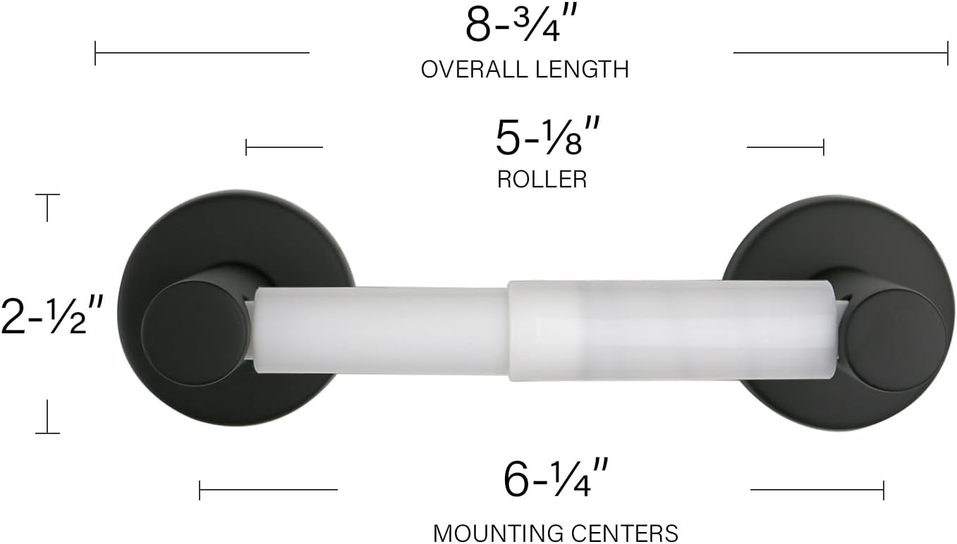 Seachrome Coronado Bathroom Toilet Paper Holder with Spring Loaded Roller, 304 Stainless Steel, Matte Black