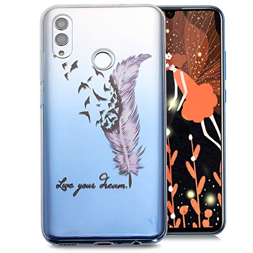 ZCXG Compatible with Huawei P Smart 2019 Honor 10 Lite TPU Silicone Case Soft Flexible Rubber Phone Protective Back Cover Transparent Clear View Ultra Pattern Girls Women Purple Bird Cover