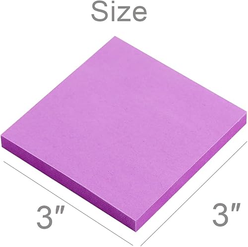 Miniatura 2 de Vanpad Notas adhesivas de 3 x 3 pulgadas, almohadillas autoadhesivas de color morado brillante, fáciles de publicar para el hogar, oficina,