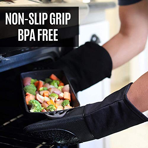 Homwe Silicone Oven Mitts And Pot Holders, 4-Piece Set, Heavy Duty Cooking Gloves, Kitchen Counter Safe Trivet Mats, Advanced Heat Resistance, Non-Slip Textured Grip #TOP1