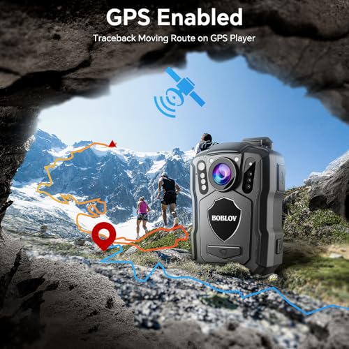 Image of BOBLOV M5 2K Body Camera with Audio, 1440P 128GB GPS Police Body Cam for Law Enforcement, 4200mAh Battery, IP67 Waterproof, Dash Cam for Cars with Suction Cup Mount