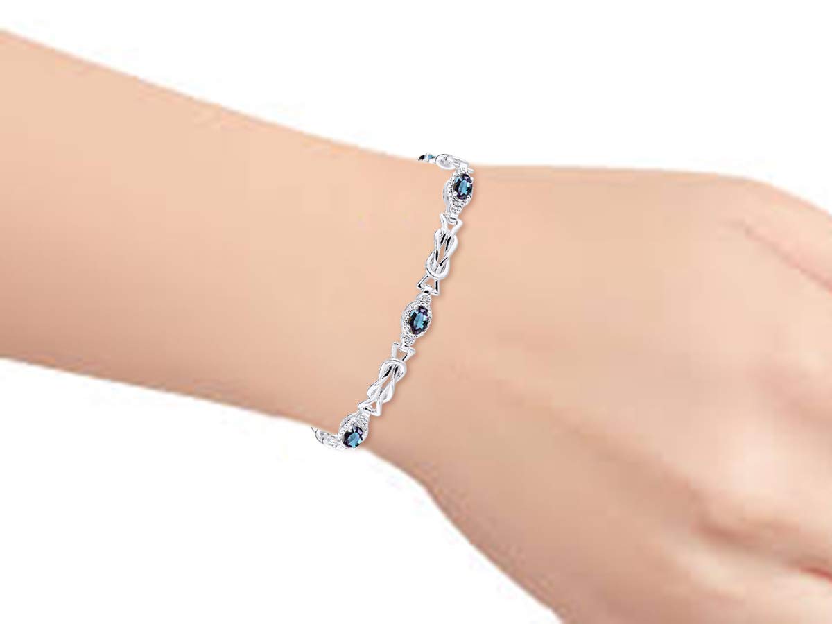 RYLOS Bracelets for Women 925 Sterling Silver Love Knot Tennis Bracelet Gemstone & Genuine Diamonds Adjustable to Fit 7"-8" Wrist, 5 Gorgeous 6X4MM Alexandrite Jewelry for Women Friendship Bracelets