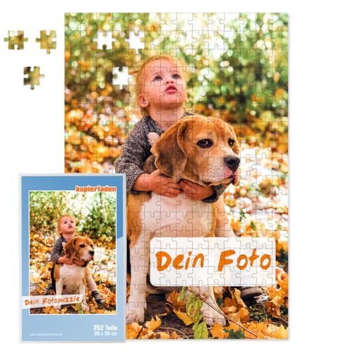 Personalisiertes Fotopuzzle mit eigenem Bild und Text gestalten - 252 Teile ca. 38 x 26 cm - mit Geschenkbox - Puzzle mit Foto Bedrucken