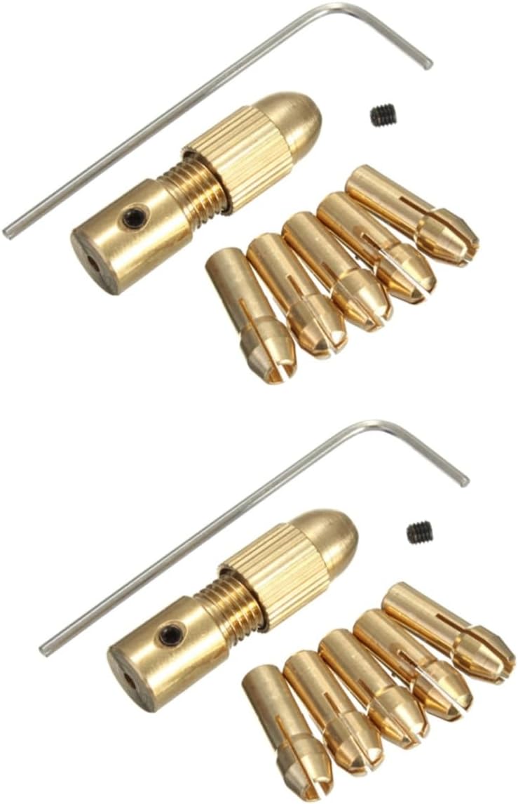 HOMSFOU 2pcs Small Drill Chuck Tool Set Brass Collet Set for Rotary Tool Drill Attachments for Woodworking Compatible