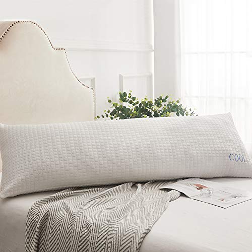 Decroom Removable Body Pillow Cover - Cool Fiber and Bamboo Fiber Body Pillowcase with Zipper - Whiteï¼Œ20" x 54"