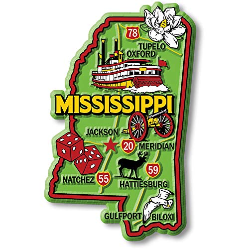 Imán decorativo de estado Mississippi 2.4 x 3.7 pulgadas