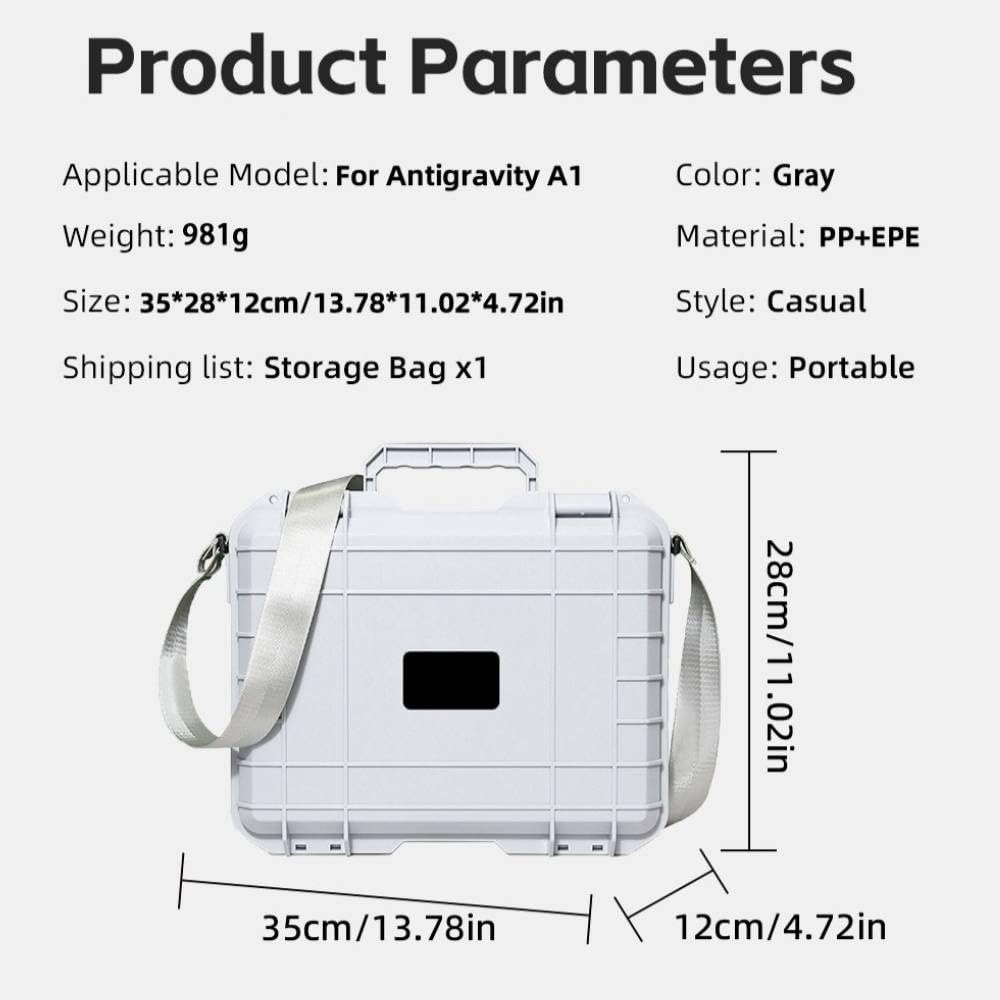 Hartschalen-Tragetasche für Antigravity A1 Explorer Bundle, wasserdichte Reise-Etui, Aufbewahrungstasche für Antigravity A1 Drohne, Visionbrille, Grip-Controller, Ladehub und Zubehör, weiß, SIMPLE