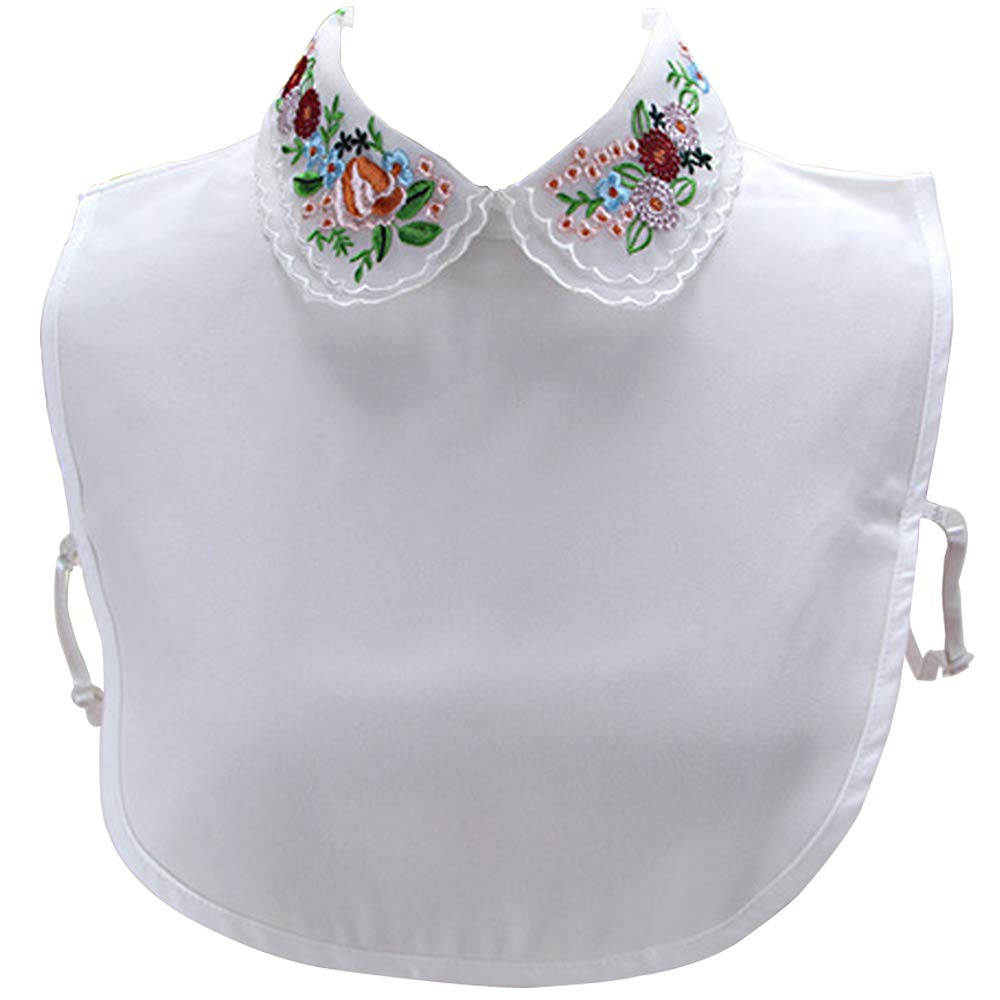 Elegtiskas Women's White Embroidery Flower Detachable Dickey Blouse False Fake Collar For And Girls