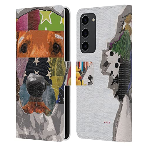 Coque en cuir de qualité Michel Keck Golden Retriever pour Samsung S23+