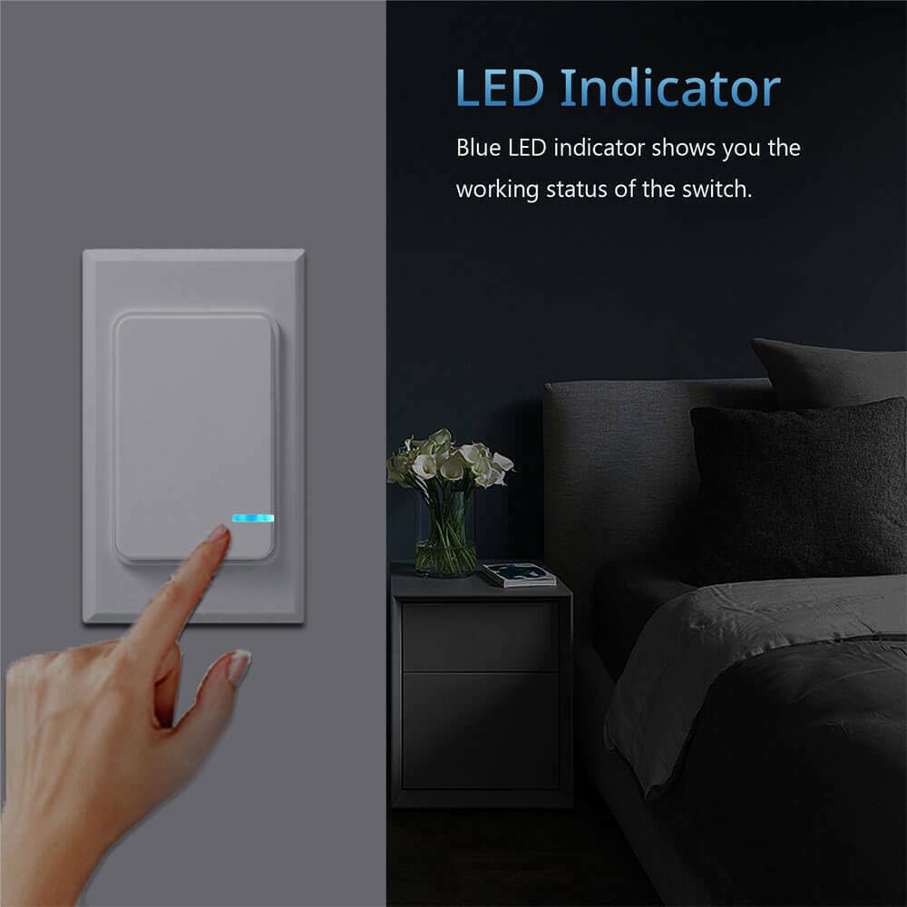 GREENCYCLE Wireless Light Switch and Receiver Kit,No Wiring Wall Switch, Outdoor 1900 ft Indoors 229 ft, Remote Control Ceiling Lamp LED Bulb, IP66 Waterproof