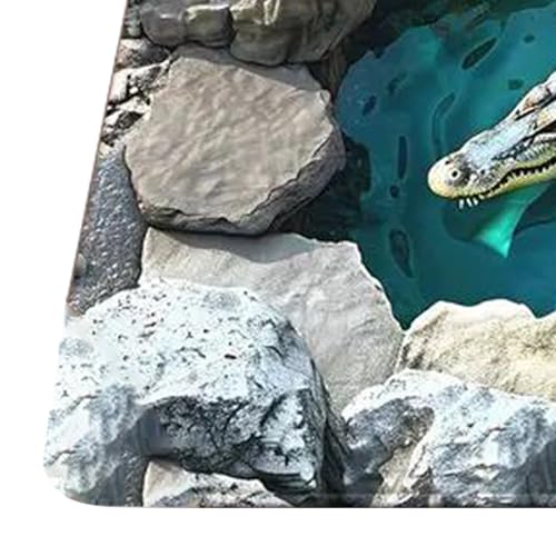 Tapis de sol antidérapant peluche 3D illusion d'optique flaque d'eau pour douche et bain - 7