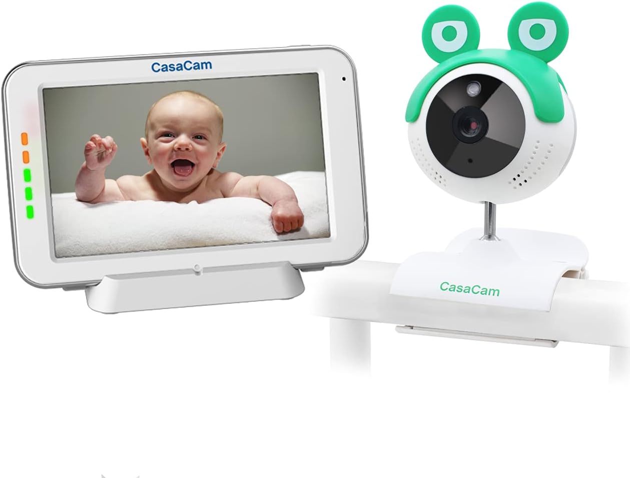 CasaCamBM240 Video Baby Monitor with 5" Touchscreen and HD Clip Camera, Two Way Audio, Lullabies, Nightlight, Automatic Night Vision and Temperature Monitoring Capability