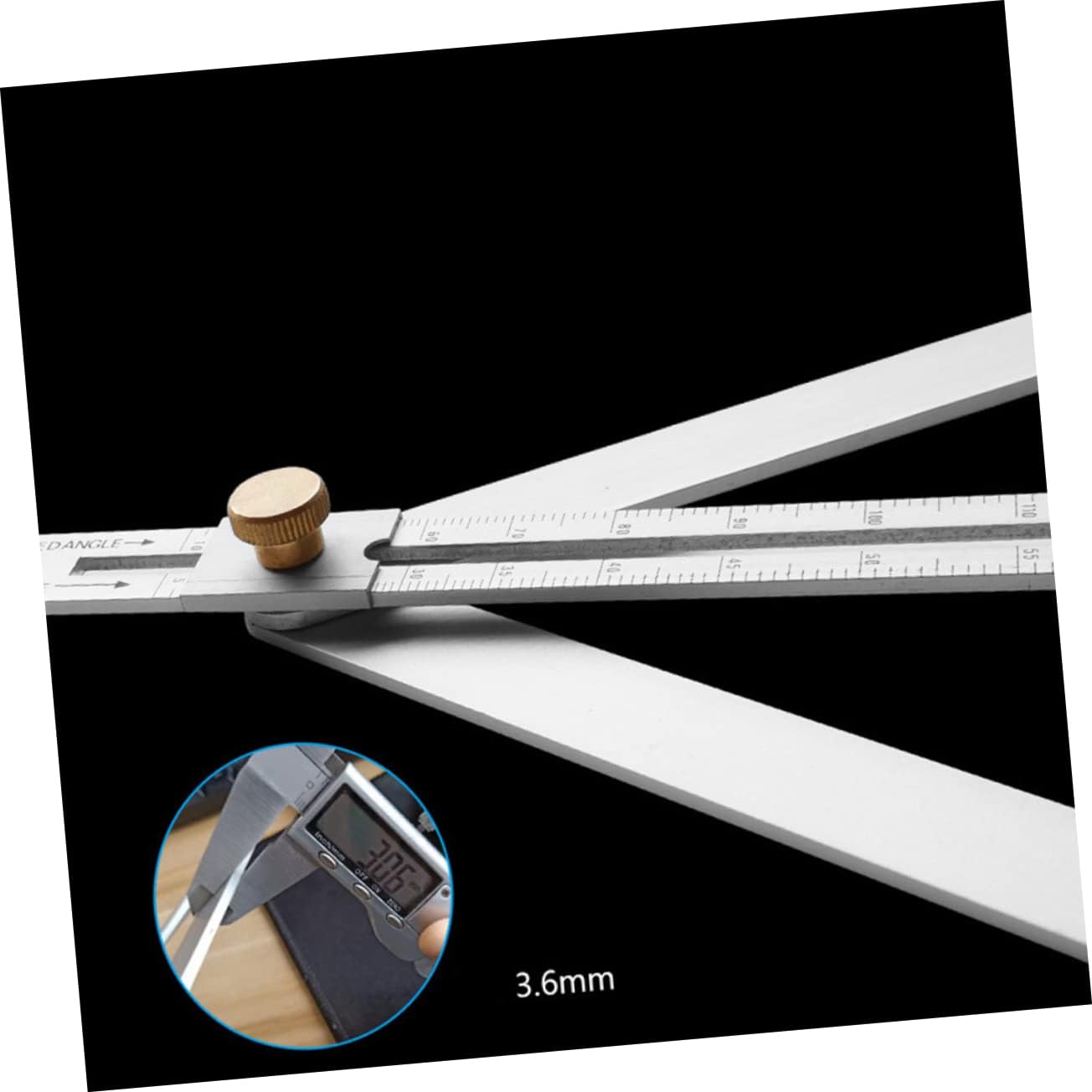Multifunctional Diagonal Protractor with Adjustable Angle Measurement | Aluminium Alloy, Steady Fastening When Secured, Silver Finish, for Construction Projects and Carpenters