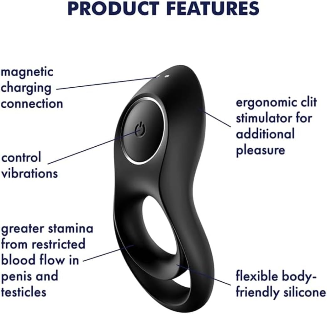 Anello per il controllo dell'eiaculazione | Anello vibrante | Impermeabile (IPX7) | Ricaricabile | Silicone ipoallergenico | 12 modalità di vibrazione