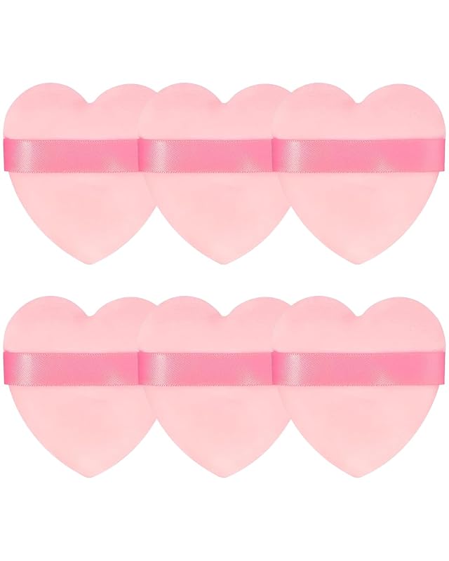 Glavatrix Puffs para Pó em Formato de Coração Rosa, 6 Unidades
