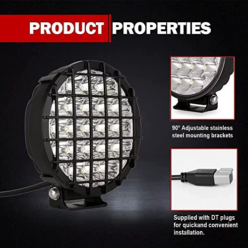 Biglion.x 6Inch Round Led Offroad Lights 2Pcs 210W 32000Lm Super Bright Led Off Road Lights Spot Driving Lights With Wiring Harness Waterproof Ip68 12V 24V For Pickup Trucks Utv Suv #TOP2