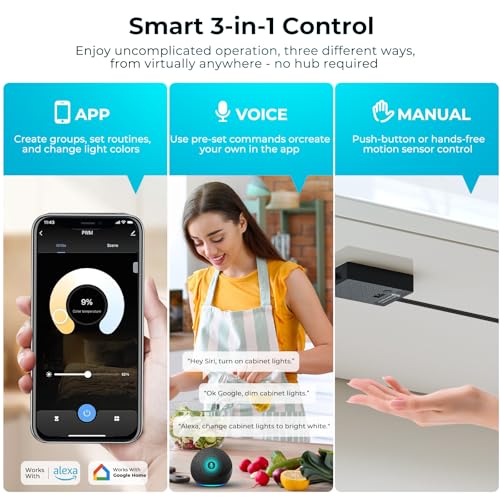 Image of VST 16.4ft 24V COB LED Strip Lights Compatible with Alexa Google Home Assistant App Remote Control & Handwave Active,CCT 2700K-6500K, UL-Listed, Dimmable LED Light with 60W LED Driver ETL-Listed