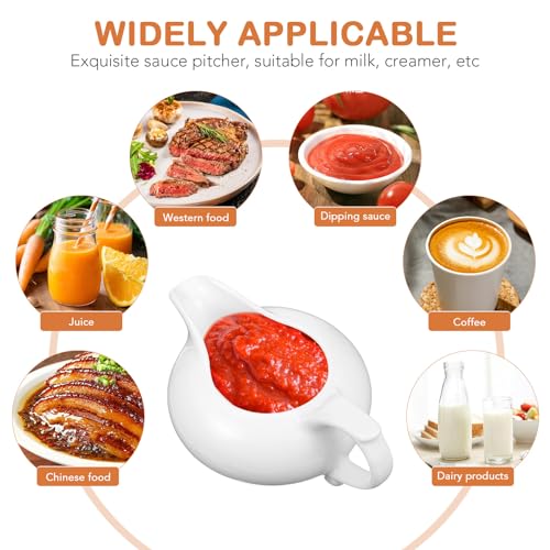 Luxshiny 140ml Ceramic Creamer with Handle, 3pc Mini White Ceramic Milk Jug Small Coffee Milk Creamer Pitcher Gravy Boats (12x8.5x4.5cm) - Image 6