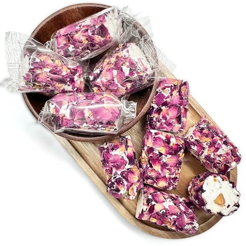 Image of NY Spice Shop Nougat Araysseh with Rose Flakes - 1 Pound Middle Eastern Floral Pistachios Nougat