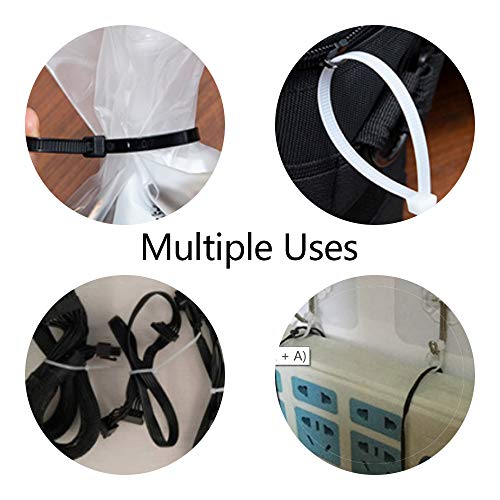 Zip Ties Assorted Size Clear 4 6 8 10 Inch White Cable Ties Heavy Duty Plastic Wire Ties Wraps Zipties For Home,Office,Garage, Plant Garden Fence Crafting Travel Workshop 400 Pack #TOP3